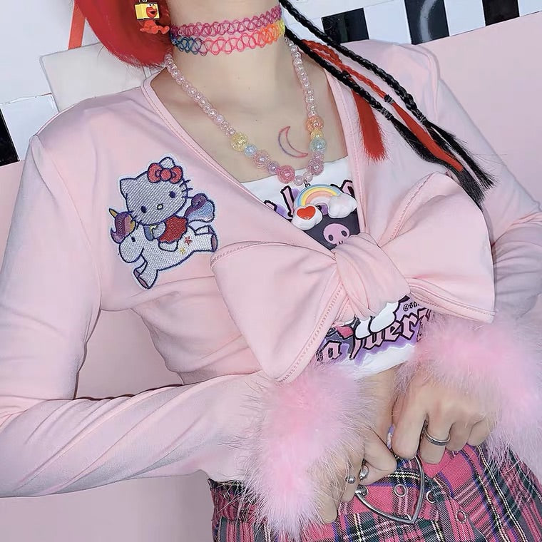 HELLO KITTY PASTEL Pink Bralette Top NEW UK8 Kawaii Harajuku Cute