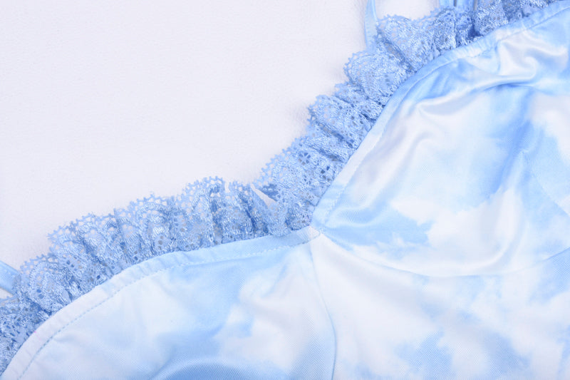 “BLUE SKY&WHITE CLOUD” LACE SLING DRESS BY71095