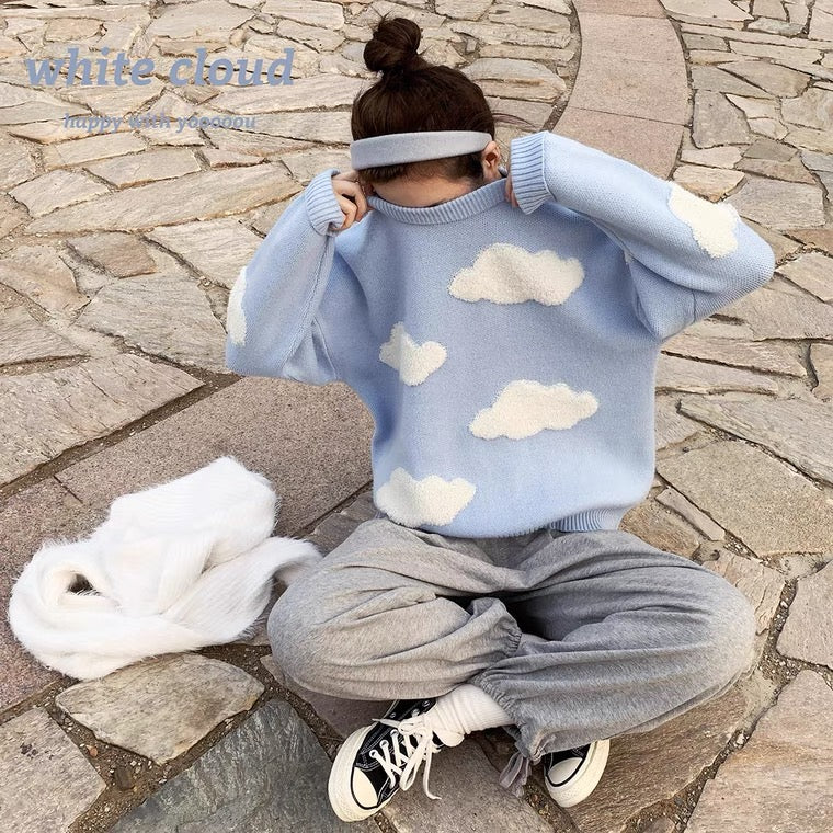 CUTE WHITE CLOUDS KNIT SWEATER BY70141 aleeby